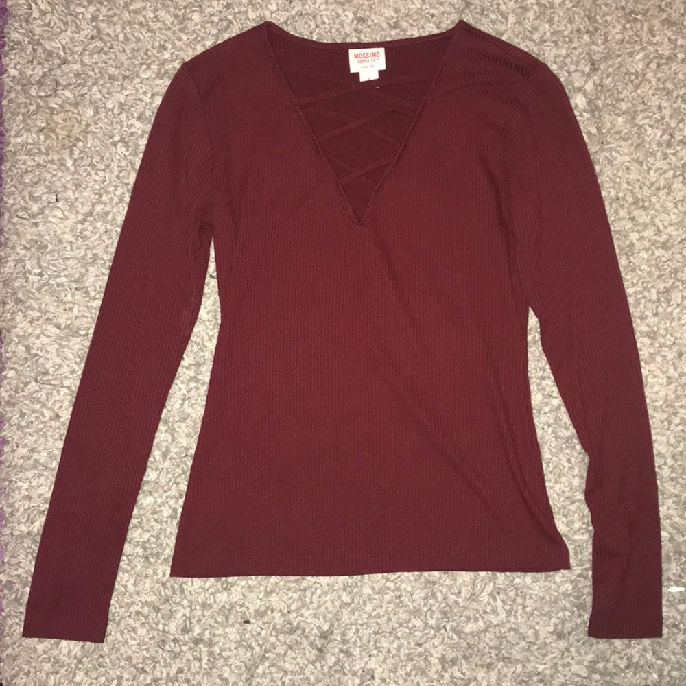 Long Sleeved, Form Fitting Maroon Top
